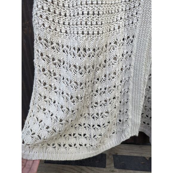 St Johns Bay Crochet Cardigan 3X Beige Babydoll Sweater Fisherman Short Sleeve - Picture 3 of 10